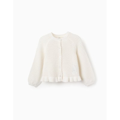 Gilet en Maille Ajourée avec Volants ZIPPY