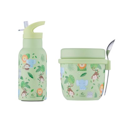 Kids Jungle Food Flask & Water Bottle Set VINERS