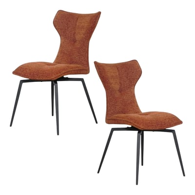 Chaise terracotta pivotante en velours avec passepoil (lot de 2) LOMBARDIE PIER IMPORT