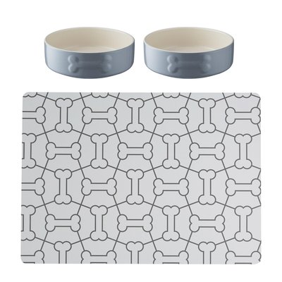 Colourmix Set Of 2 Dog Bowl & Placemat MASON CASH