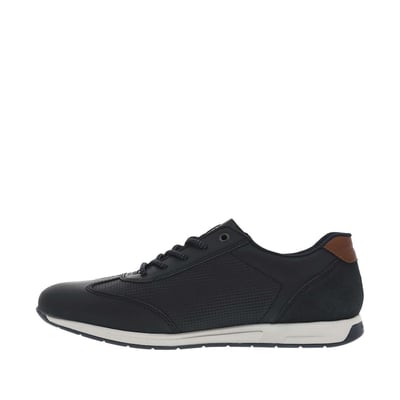 Sneakers en cuir marine à talon plat et à lacets ronds avec zip latéral RIEKER