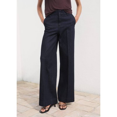 Pantalon denim wideleg taille haute MANGO