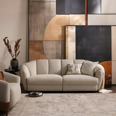 Canapé 2 places blanc beige en tissu HANOI PIER IMPORT