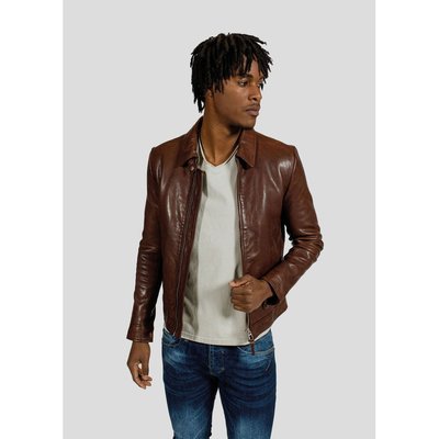 Veste cuir marron homme La Redoute