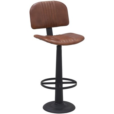 Tabouret barbier en cuir de buffle et métal AUBRY GASPARD