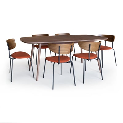 Ensemble table 200cm et 6 chaises en velours côtelé, RIVA NOW'S HOME