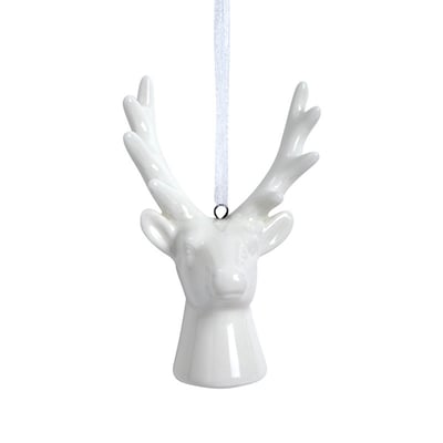Suspension décorative de noël tête de renne en grès H7 SIA DECO