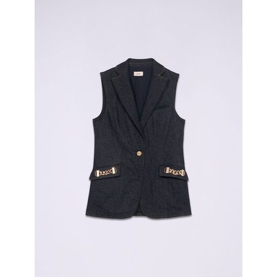 Gilet en denim bleu foncé rincé OLTRE