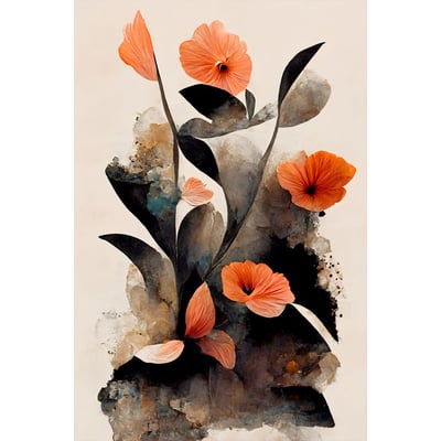 Tableau nature morte fleur corail HEXOA