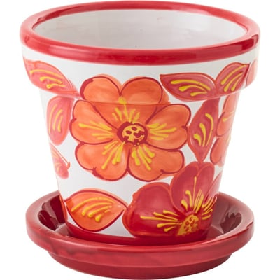 Cache-pot en céramique motif fleuri RECOLLECTION