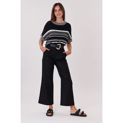 Pantalon uni ample à pinces en lin PALATINE DERHY