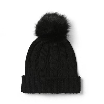 Bonnet en maille torsadée à pompon DRAEGER PARIS