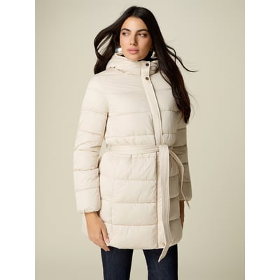 Doudoune mi-longue avec ceinture et capuche OLTRE