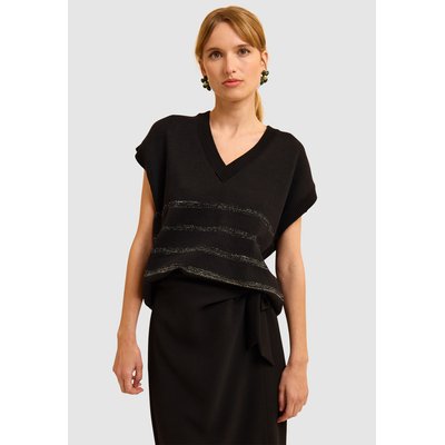 Pull sans manches tricot rayures fil textile ICODE