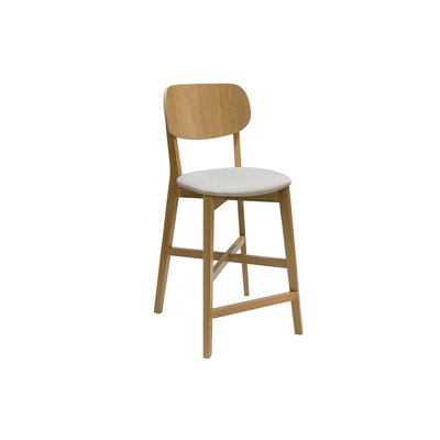 Tabouret de bar noyer et assise  glacé H65 cm LUCIA MILIBOO