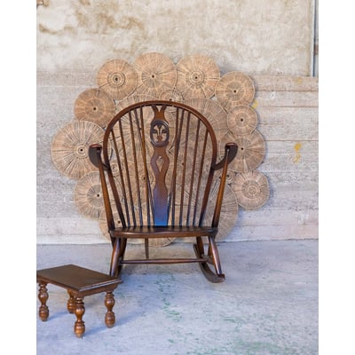 Rocking-chair anglais en hêtre Alibert N°101 - Bon état DEBONGOUT