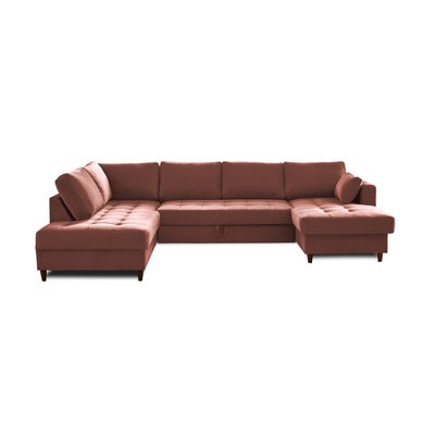Canapé d'Angle Convertible en Velours 7 places - ANNA LISA DESIGN