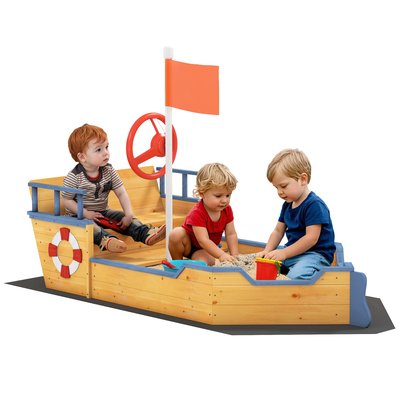 Bac à sable pour enfants Bois de sapin Jaune OUTSUNNY