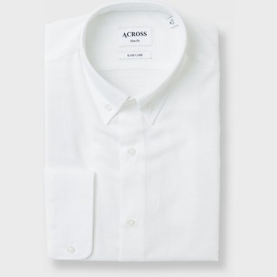 Chemise Slim fit easy care col boutonné coton aspect lin ACROSS