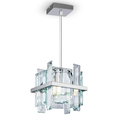 Suspension cube lumineux verre et métal design MODENE PIER IMPORT