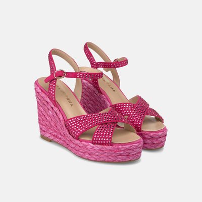 Sandales compensées tressées avec strass et boucle ALMA EN PENA