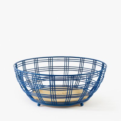 Colour Me Happy Fruit Bowl with Bamboo Base in Blue SUR LA TABLE 