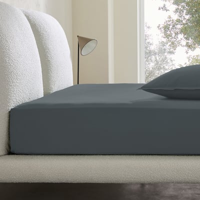Drap-housse percale de coton lavé 120 fils, bonnet 30 cm, SABBAL AM.PM