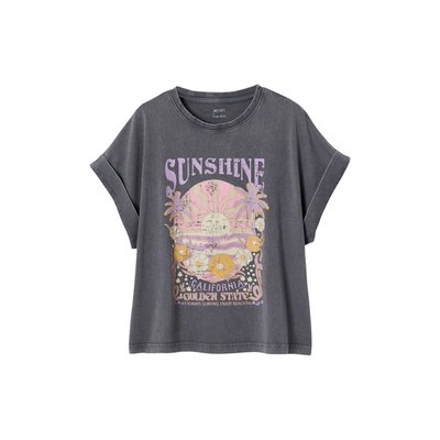 T-shirt motif "Sunshine California"  manches courtes roulottées JONEN