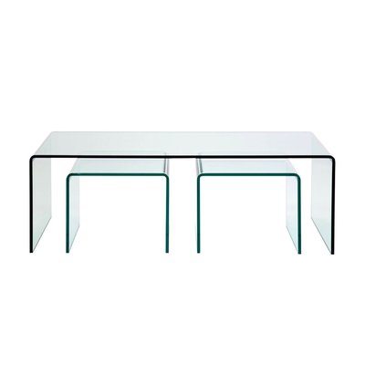 Lot de 3 tables basses en verre, VISIBLE KARE DESIGN