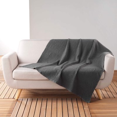 Plaid gaufrette en coton uni DOUCEUR D'INTÉRIEUR