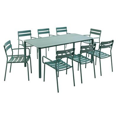 Salon de jardin table et 8 chaises avec accoudoirs en aluminium, ALMADA OVIALA