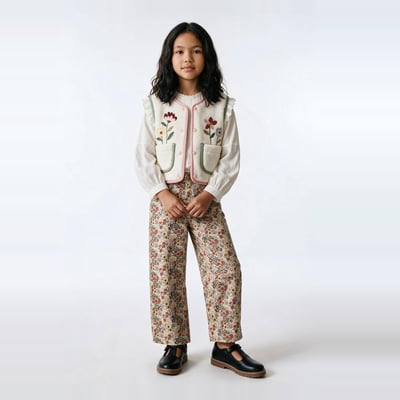 Pantalon twill imprimé en coton MONOPRIX