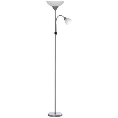 Lampadaire 2 têtes base métal dim. Ø28 x 179,5H cm gris blanc HOMCOM