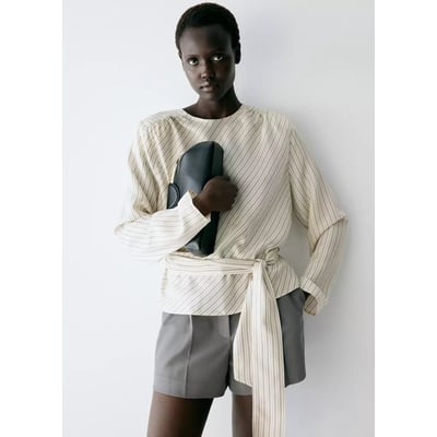 Blouse rayures nouée à la ceinture MANGO
