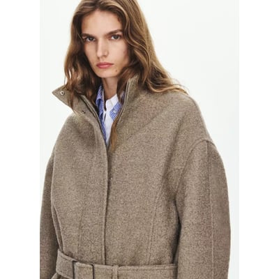 Manteau à col cheminée avec ceinture MANGO