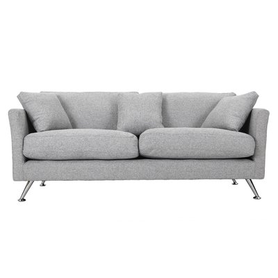 Canapé design 3 places en tissu gris clair et acier chromé  VOLUPT MILIBOO