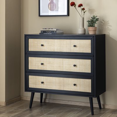 Commode cannage avec 3 tiroirs  - ANNA TERRE DE NUIT