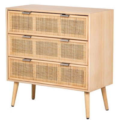 Commode 3 tiroirs, bois et rotin, MANILLA NORDLYS