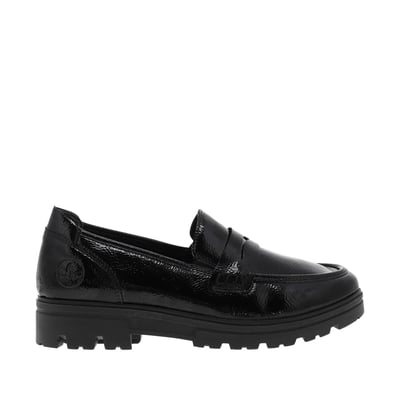 Mocassins noirs à talon décroché bas avec des soufflets élastiqués RIEKER
