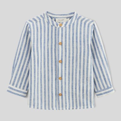 Chemise col mao rayée contenant du lin - collection Cérémonie MONOPRIX