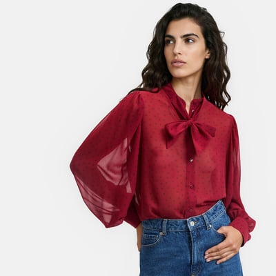 Chemise lavallière à pois manches longues LA REDOUTE COLLECTIONS