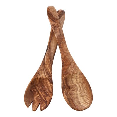 Olive Wood Flat Salad Servers SO'HOME