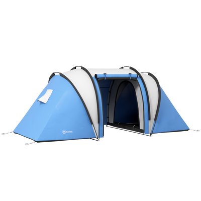 Tente de camping familiale 4-5 pers. 2 chambres 3 fenêtres sac OUTSUNNY