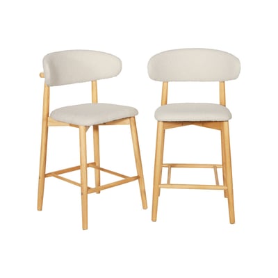 Tabouret de bar bois d'hévéa et tissu bouclette (lot de 2)  PAOLA SWEEEK