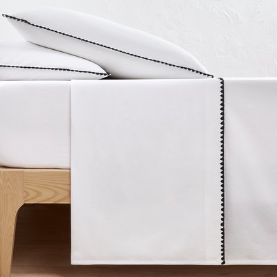 Drap plat uni en coton lavé, brodé, Merida LA REDOUTE INTERIEURS