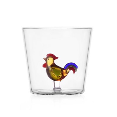 Verre soufflé d'art coq  Animal Farm Rooster ICHENDORF