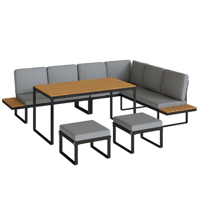 Ensemble de canapés de jardin Aluminium Gris OUTSUNNY