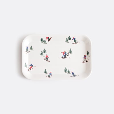 Plateau rectangulaire imprimé skieurs, TOUT SCHUSS LA REDOUTE INTERIEURS