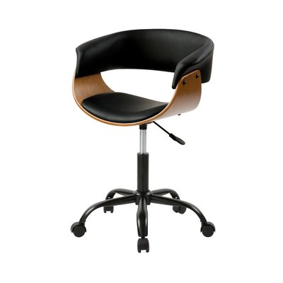 Chaise de bureau pivotante sur roulettes en bois et PU - BASILE MAISON PAVANE