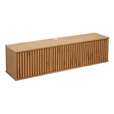 Meuble TV suspendu effet bois clair 120 cm style scandinave, IVY OVIALA